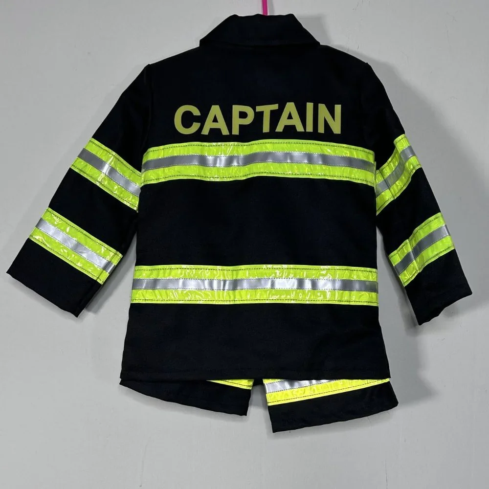 Amscan Kids Black Firefighter Costume with Lime Reflective Stripes - Picture 4 of 11